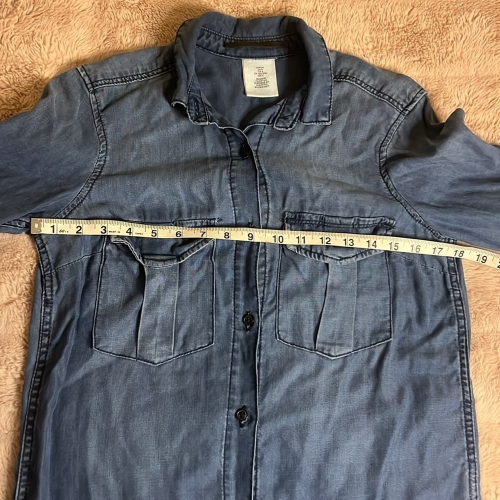 100% Lyocell Long button down denim style top - Picture 6 of 10
